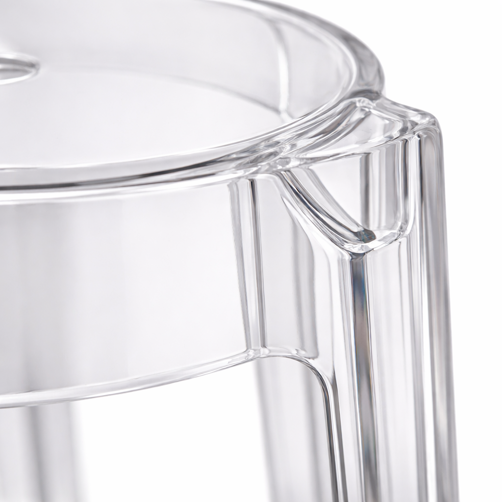 Tabouret transparent en acrylique rond – siège moderne pour intérieur