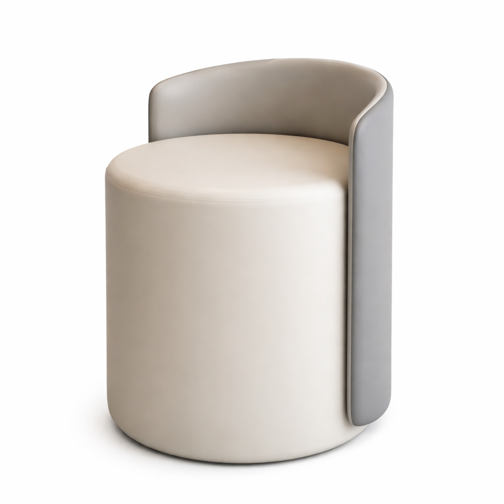 Tabouret gris en similicuir avec assise rembourrée – siège moderne et confortable