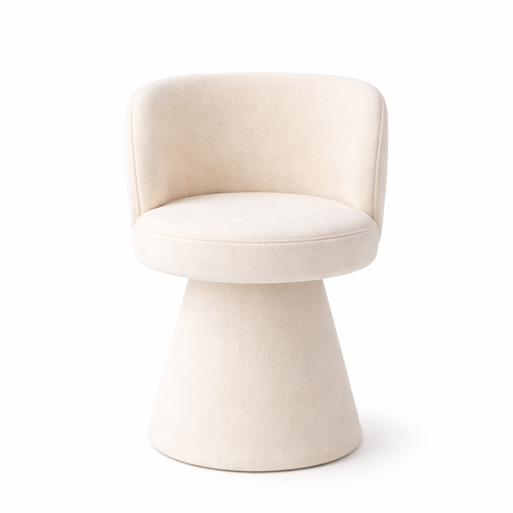 Tabouret Rond Design – Bois de Pin et Flanelle Douce, Style Moderne