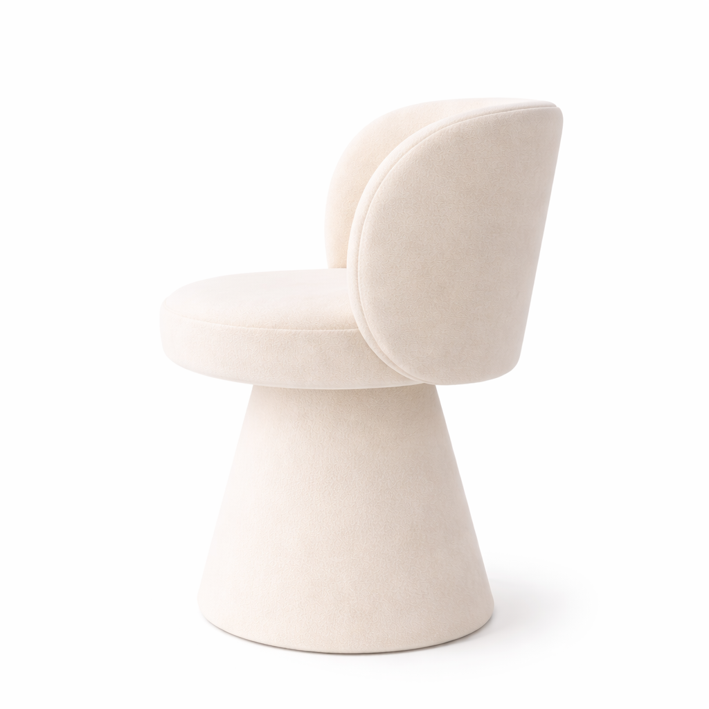 Tabouret Rond Design – Bois de Pin et Flanelle Douce, Style Moderne