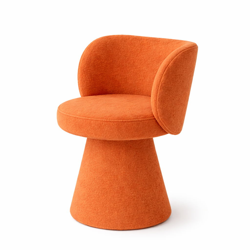 Tabouret Rond Design – Bois de Pin et Flanelle Douce, Style Moderne