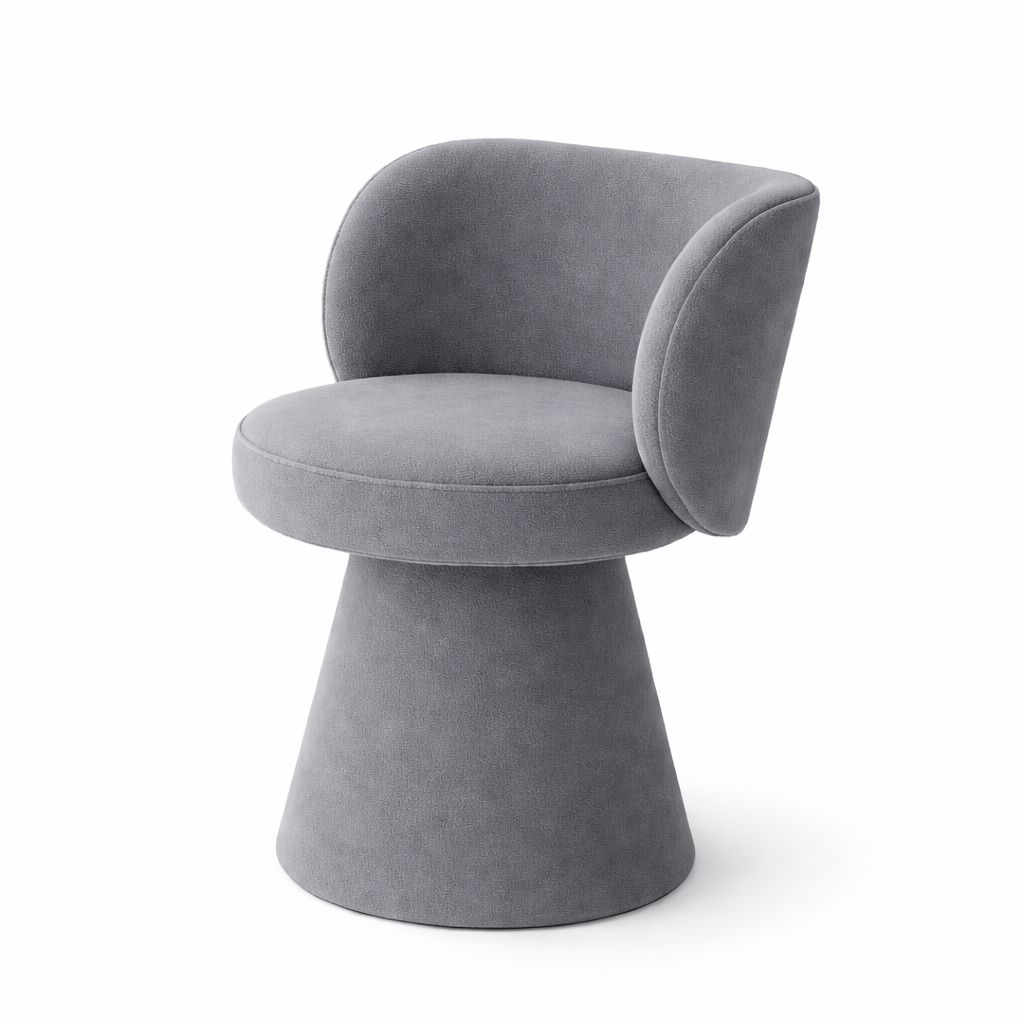 Tabouret Rond Design – Bois de Pin et Flanelle Douce, Style Moderne