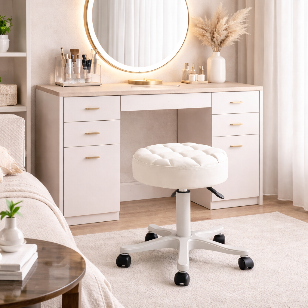 Tabouret roulant réglable en hauteur – siège pivotant pour salon de beauté et coiffure