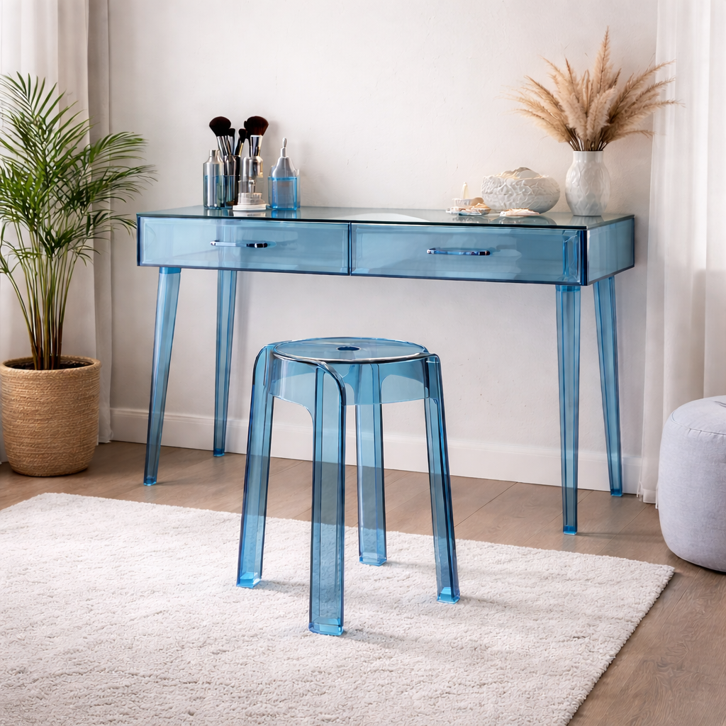 Tabouret transparent en acrylique rond – siège moderne pour intérieur