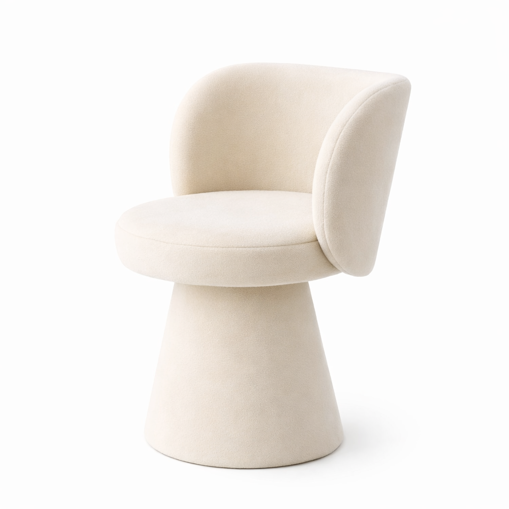 Tabouret Rond Design – Bois de Pin et Flanelle Douce, Style Moderne