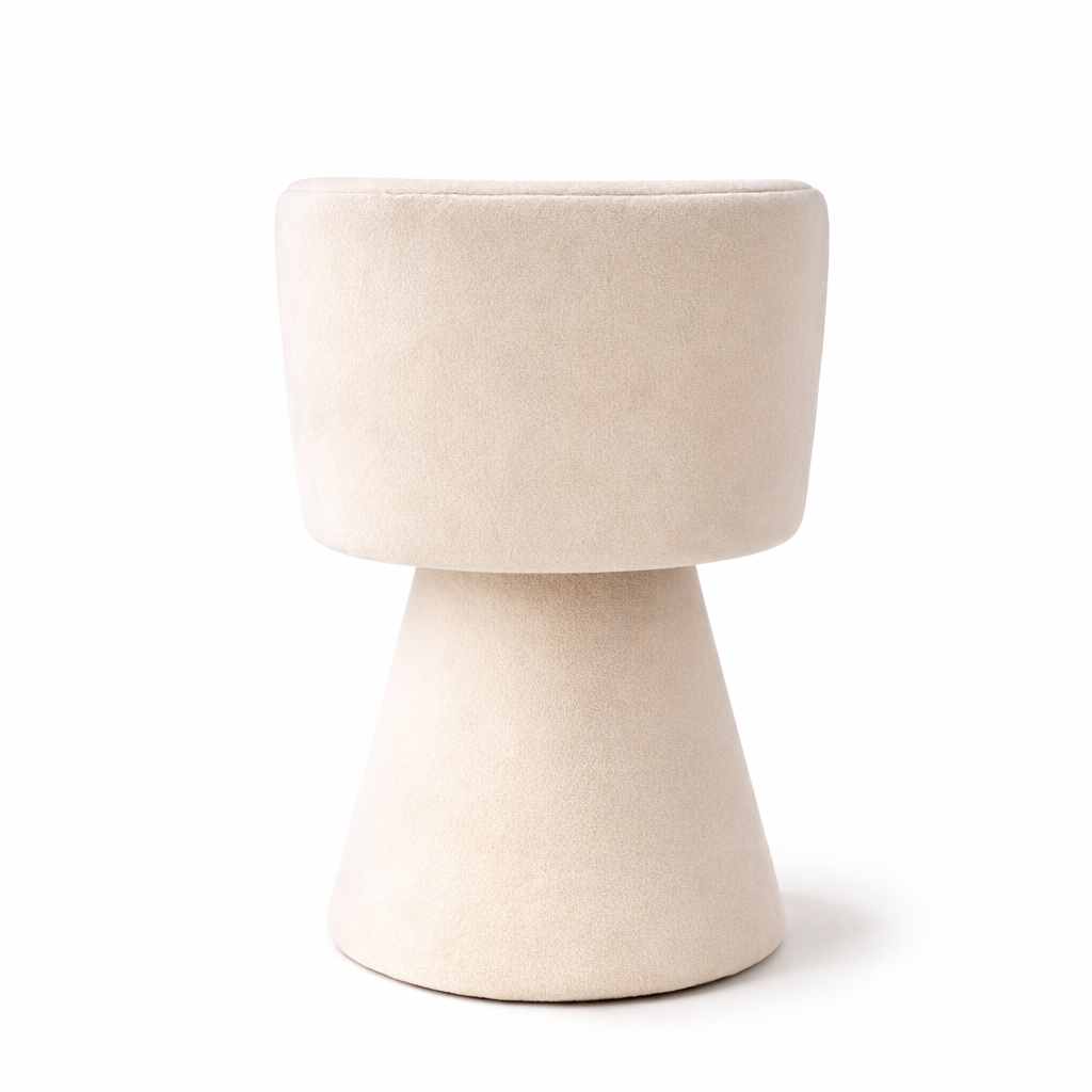 Tabouret Rond Design – Bois de Pin et Flanelle Douce, Style Moderne