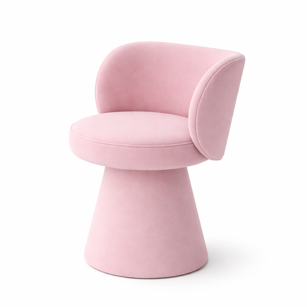 Tabouret Rond Design – Bois de Pin et Flanelle Douce, Style Moderne